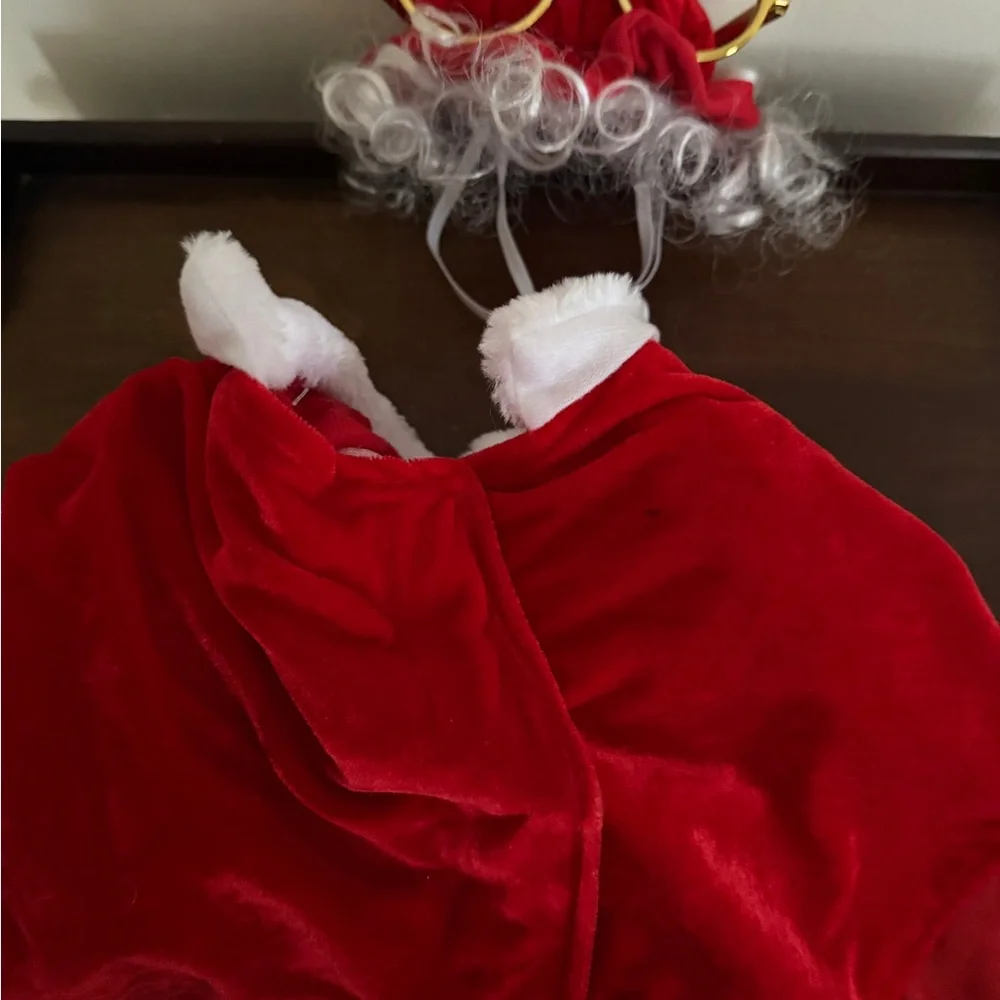 Red and White Mrs. Claus dog Outfit Sz M